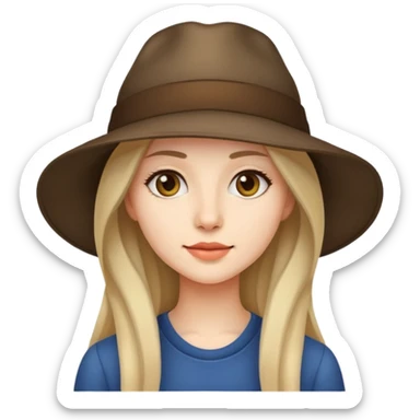 "- Nữ
- 25 tuổi
- Da trắng
- Tóc dài
- Mặt bình thường
- Đội mũ" sticker