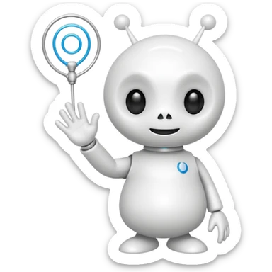 Snoo the Reddit mascot, waving, white alien with signature antenna, cheerful expression sticker