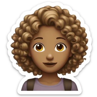 Girl with curly hair color brown and skinny  sticker