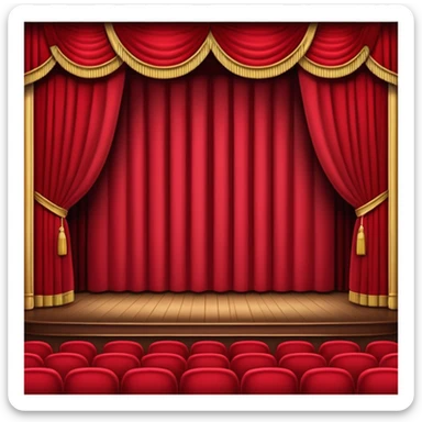 An emoji of a empty theatre stage with red curtains simple sticker