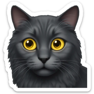 Big Fluffy dark grey cat with yellow eyes sticker