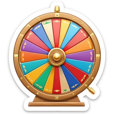 colorful fortune wheel with multiple sections and a spinner arrow sticker