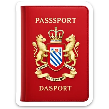 Danish passport, red cover with coat of arms sticker
