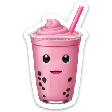 Pink boba drink without a face sticker