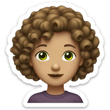 Girl with curly brown hair and green eyes  sticker