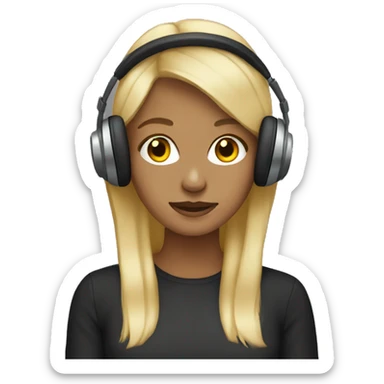 dark blondie wearing headphones  sticker