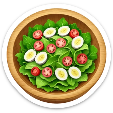 bowl de madera en su interior ensalada verde saludable con vista desde arriba sticker