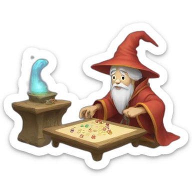 wizard playing game in the style of ghibli sticker