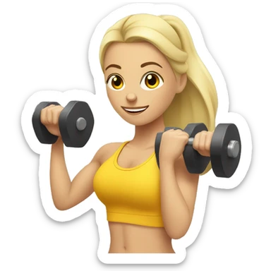 blonde gym girl with dumbells sticker