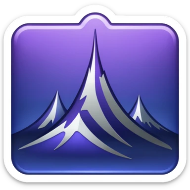 Landmark icon above the map. Colors: dark purple, dark blue, black, silver. Style: metallic, realistic sticker