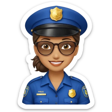 woman police with hair style and hats and sun glasses sticker
