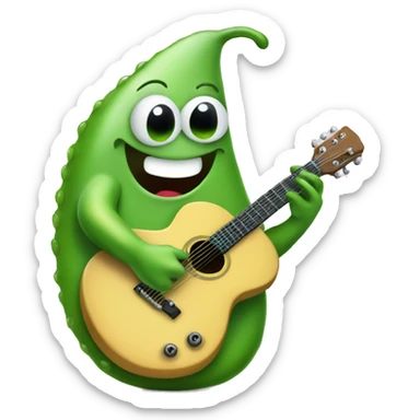 Happy green slug playing guitar sticker