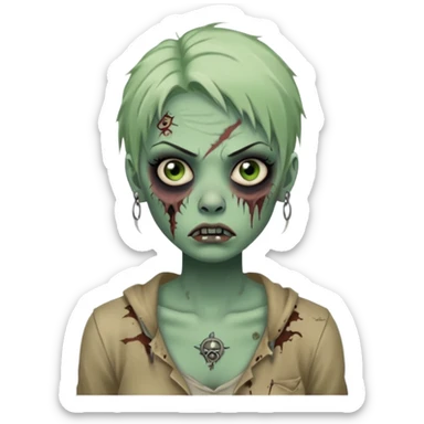 zombie woman with tattoos sticker