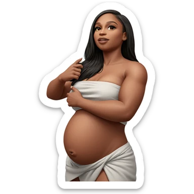 pregnant girl in towel sticker