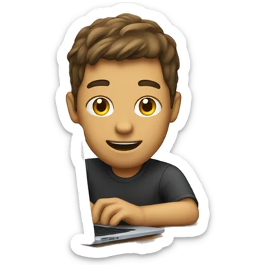 Video editor working on his mac book sticker