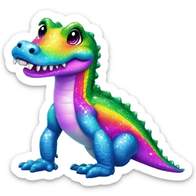Lisa Frank sparkle rainbow cute alligator  sticker