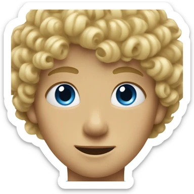 9 year old boy with blonde curly haired mullet and blue eyes sticker