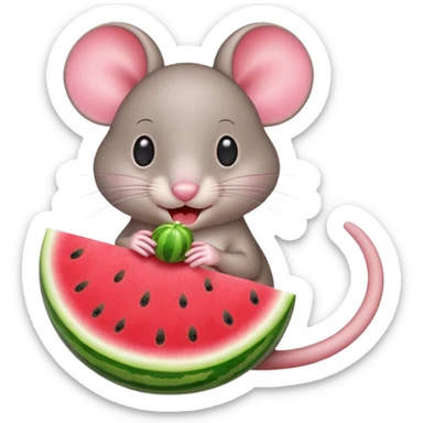 mouse eating watermelon sticker