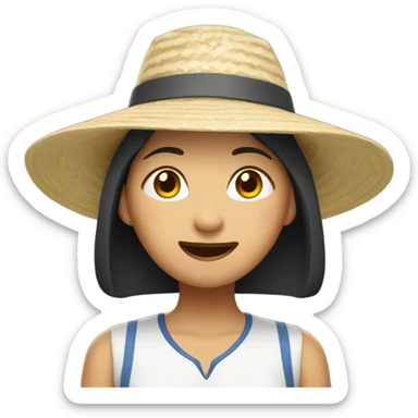 An Asian woman wearing a sun hat saying whiplash ￼ sticker