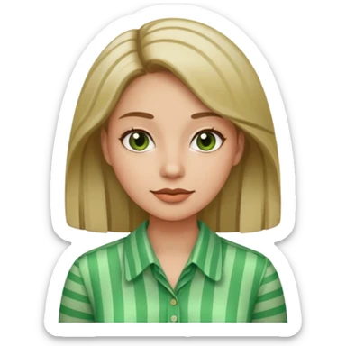 woman with green Striped Shirt not a t shirt sticker