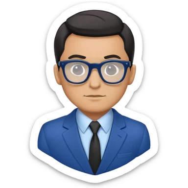 male spy in a blue with black glasses  sticker