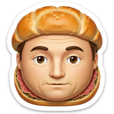 Man face in beef Wellington, face in middle sticker