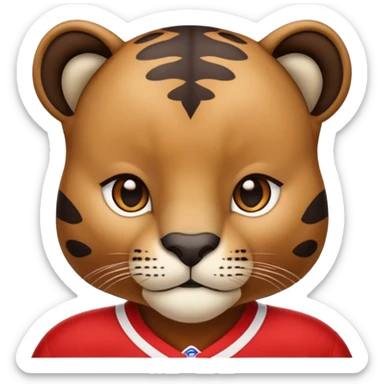 Brown Panther in red hockey jersey  sticker