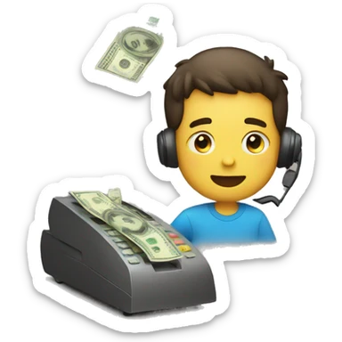 boy watching in the phone and it bring him money sticker