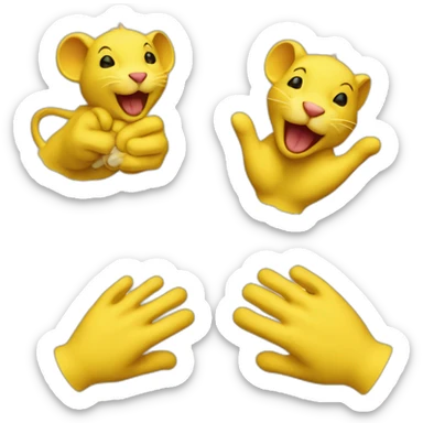 the yellow mouse which has the red lion's white hand  sticker
