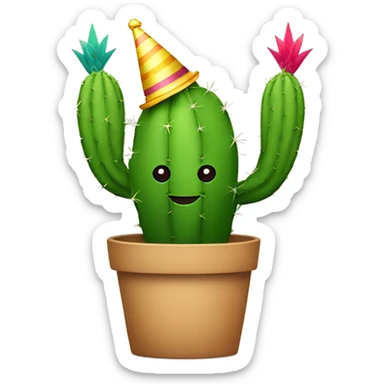 Cactus with a party hat sticker