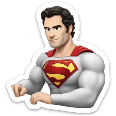 henry cavill super man using a laptop sticker