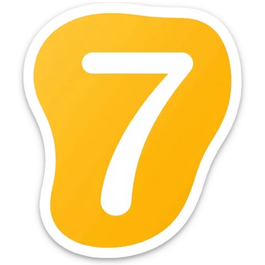 Number 7 on a yellow volumetric background sticker