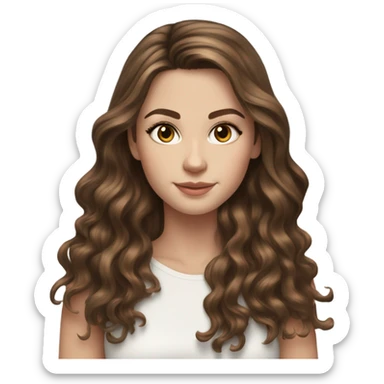 Beautiful realistic White girl hazel eyes with long voluminous brown hair with brown highlights balayage  sticker