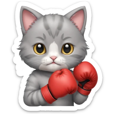 Happy Gray baby girl kitten boxing  sticker
