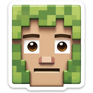 Minecraft character with a creeper face sticker
