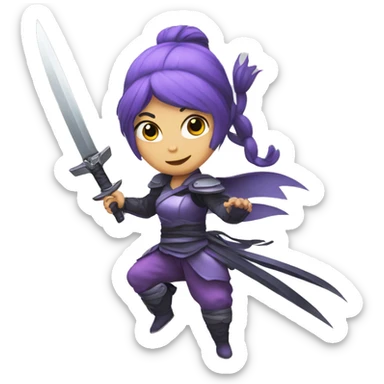 Ninja princess with knife, crown and fairy wings sticker