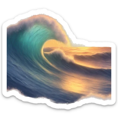 Waves and a sunset sticker