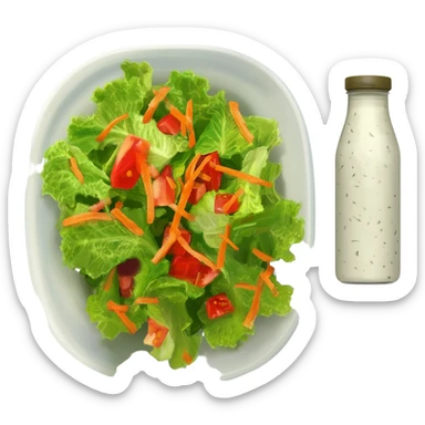 Dunner salad with ranch dressing in a bottle on the side sticker
