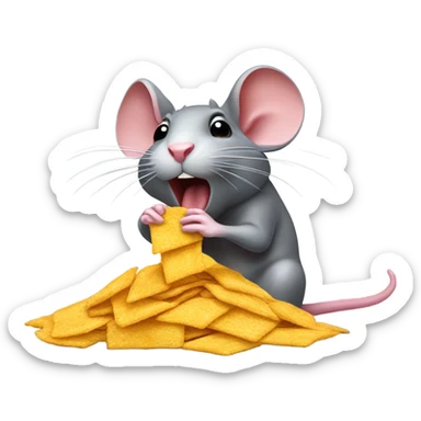 rat eating spicy chips sticker