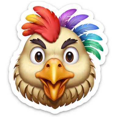 A retarded looking chicken head sticker