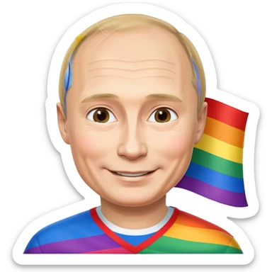 putin with pride flag sticker