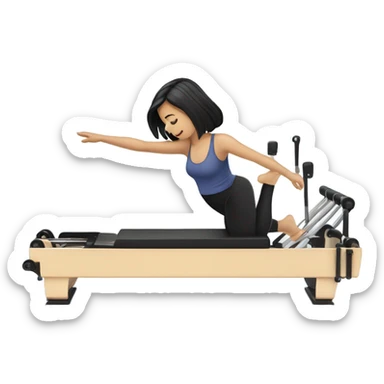 White Girl with black hair on a pilates reformer sticker