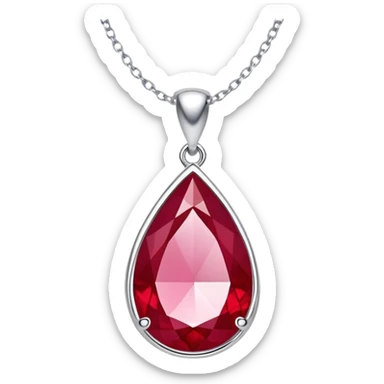teardrop ruby pendant with silver chain and white stones sticker