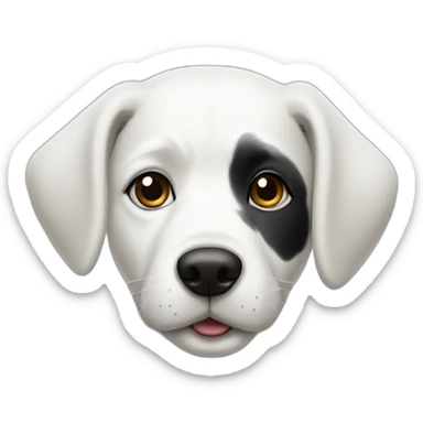 white dog with black spot on half of the face sticker
