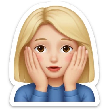 blushing covering face with hand sticker