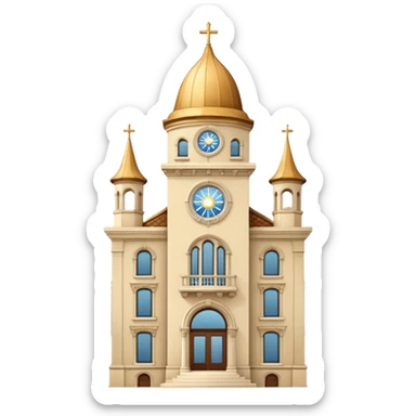 California Tower in San Diego, front view, ornate details, sunny day sticker