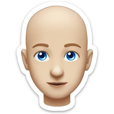 bald boy portrait gazing viewer with blue eyes sticker