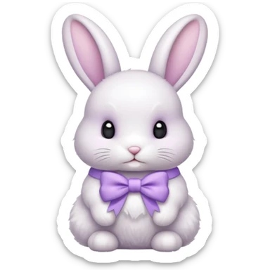 Coquette white bunny with light pastel purple bow sticker
