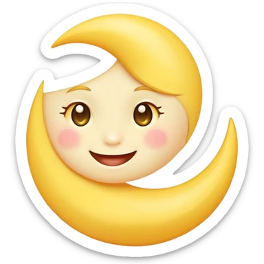 crescent moon with a cute smiling face and rosy cheeks sticker