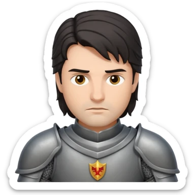 knight with dark hair, grey armor sticker